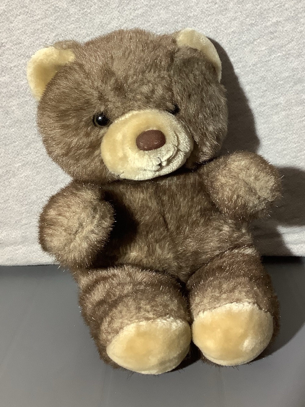 Vintage 80s Brown Plush Teddy Bear Soft Stuffed Animal